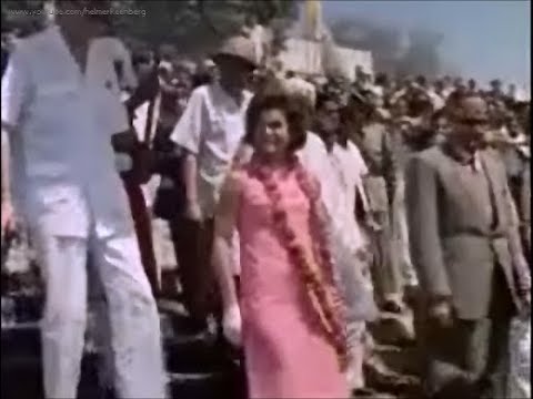 March 16, 1962 - First Lady Jacqueline Kennedy sailing the holy Ganges River in Benares