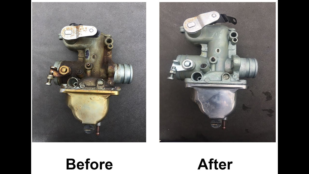 ultrasonic carburettor cleaning fluid - before and after 