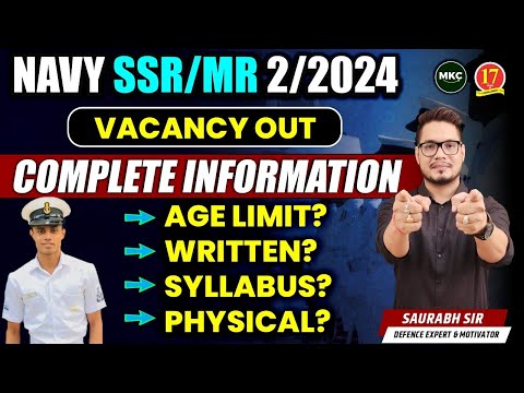 NAVY SSR MR NEW VACANCY 2024 | Navy SSR/MR 2 2024 Vacancy Out | Navy SSR 2024 Notification | MKC
