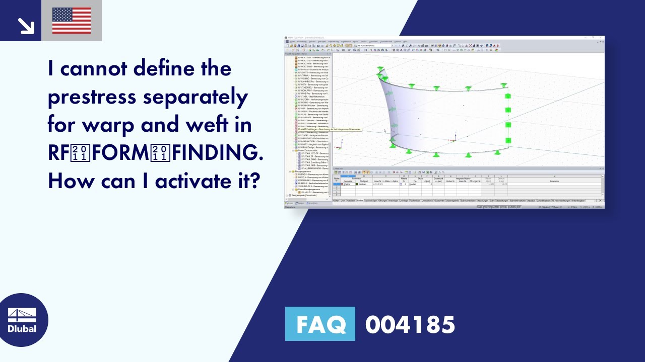 FAQ 004185 | I cannot define the prestress separately for warp and weft in RF‑FORM‑FINDING ...