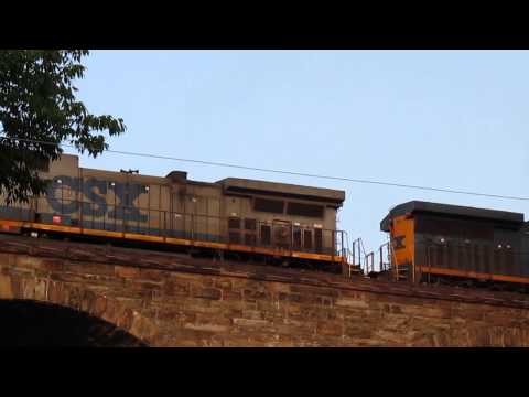 CSX stack train crossing Starrucca Viaduct, Lanesboro, Pa.