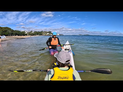 Getting used to our new double. Fennix Flying Fish surfski.