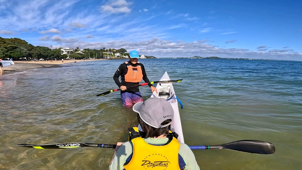 Getting used to our new double. Fennix Flying Fish surfski.