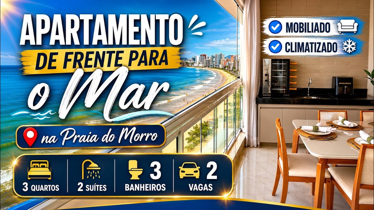 Mobiliado e climatizado, com 3 quartos, 2 suítes, 2 varandas e 2 vagas na Beira Mar