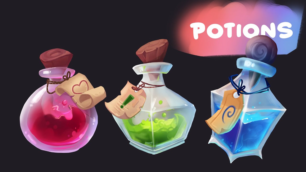 Stylized Potions ◈ Game item ◈ digital painting process ✐