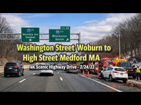 🚖 Washington Street Woburn to High Street Medford MA | 4K Scenic Drive - 2/24/22