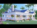 Charming 3 Bedroom Bungalow House design: Sunroom Serenity and Enchanting Wrap-Around Porch