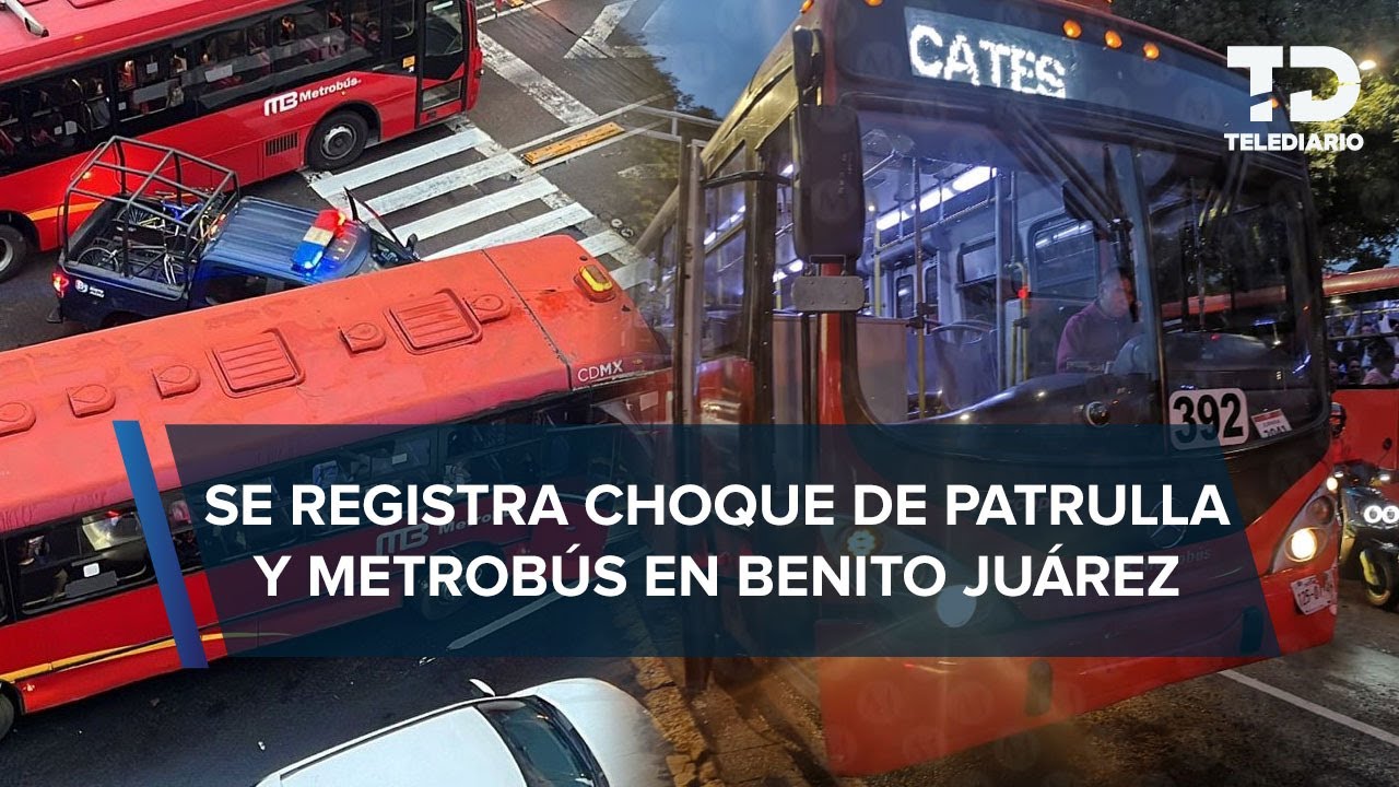 Patrulla choca contra unidad de Metrobús de CdMx en Benito Juárez