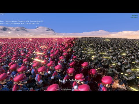 5000 Modern Soldiers Vs 5000 Mario Ultimate Epic Battle Simulator UEBS Mario vs Soldiers