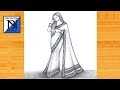 How To Draw A Girl In Indian Saree Drawing Easy Pencil Sketch For Beginners Girl Drawing