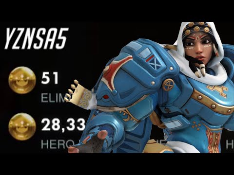 28K DMG! 51 ELIMS!  YZNSA #1 PHARAH MAIN GAMEPLAY OVERWATCH SEASON 28 TOP 500