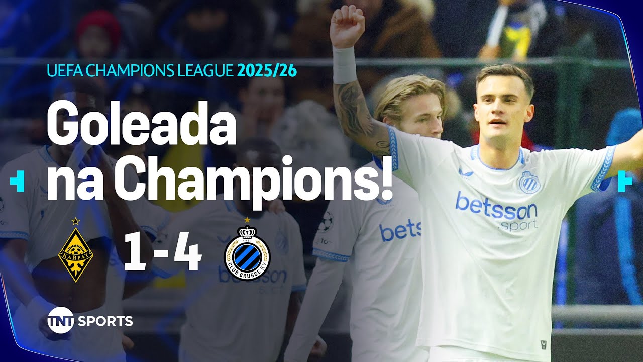 BELGAS PASSEIAM FORA DE CASA NA CHAMPIONS LEAGUE | KAIRAT 1X4 CLUB BRUGGE - MELHORES MOMENTOS