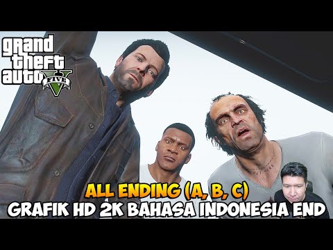 PERAMPOKAN BANK TERBESAR DAN AKHIR PERJALANAN MICHAEL FRANKLIN TREVOR! GTA V HD TAMAT (ALL ENDING)