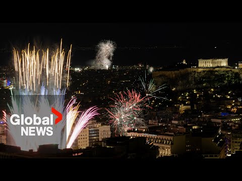 New Year’s 2026: Athens’ ancient Acropolis bathed in colours of city’s fireworks