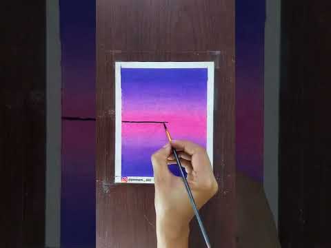 Drawing with oil pastels | 💜 purple sunset scenery drawing #art