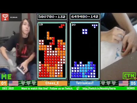 CRAZY SURVIVAL!!! MASTERS Semifinal: Cheez vs. AlexT – Classic Tetris Monthly December 2021 [13/15]