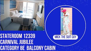 Cabin 12339 on Carnival Jubilee a Category 8E Balcony Stateroom (Note Scooters Not Allowed!!)