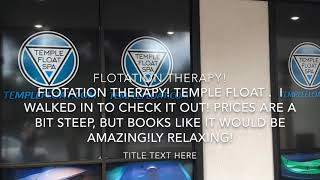 Flotation Therapy/More salt than in the Dead Sea!