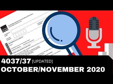 O level Add Math October November 2020 Paper 22 4037/22 (Updated W/ Q10 & Q11)