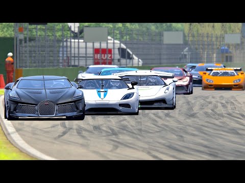 Mega Bugatti Hypercars vs Koenigsegg Hypercars battle at Imola