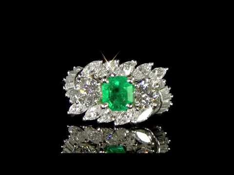 Lady's Platinum Emerald and Diamond Ring