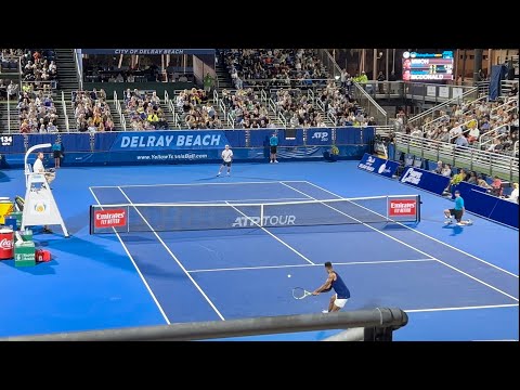 Michael Mmoh vs Mackenzie McDonald Delray Beach Court Level View Highlights