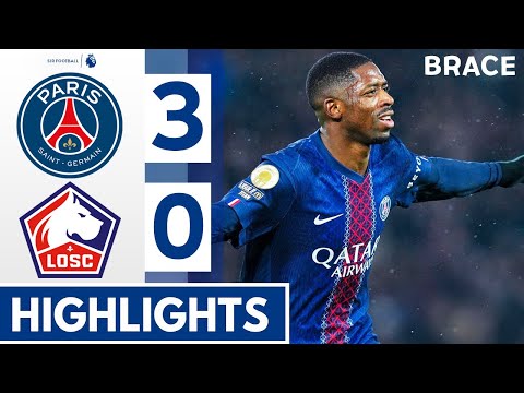 PSG vs LOSC 릴 3-0 - 하이라이트 & 모든 골 - 뎀벨레 & 브래들리 바르콜라 골