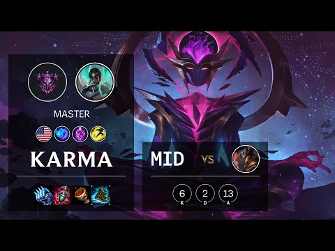 Karma Mid vs Twisted Fate - NA Master Patch 10.21