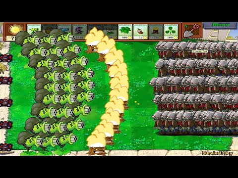 Plants vs Zombies - 99 Gatling Pea vs Gargantuar vs Zombies