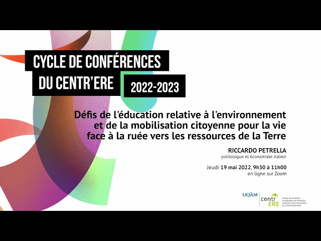 Conférence: «Défis de l’ERE et de la mobilisation citoyenne» par Riccardo Petrella