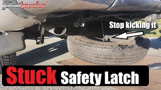 Stuck Spare Tire Removal GM Truck / Silverado & Sierra (Secondary Safety Latch) | AnthonyJ350