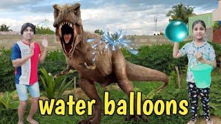 Water balloons with Dinosaur 🦕 | comedy video | funny video | Prabhu sarala lifestyle