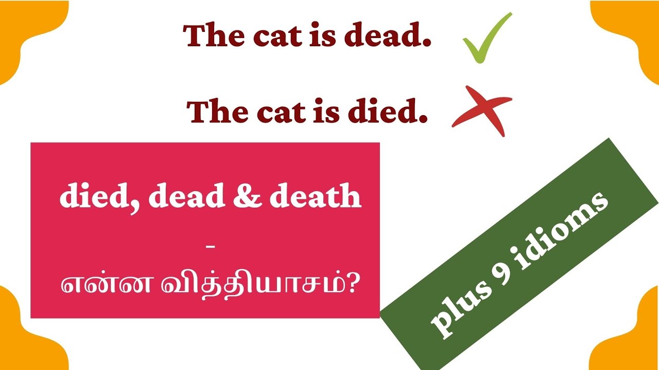 DIED & DEAD - DIFFERENCE | SPOKEN ENGLISH TAMIL | IDIOMS WITH 'DIE'