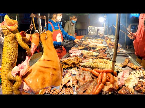 Popular Street Food in Phnom Penh at Night | Cambodian Street Food, Food Market Tour