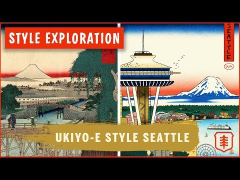 SEATTLE Poster in UKIYO-E “Japanese Woodblock” Style - Process!