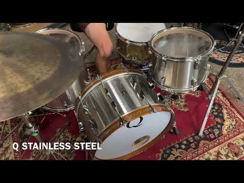 Q Drum Co. Stainless Steel 12x22 9x13 and 16x16 Drum Kit