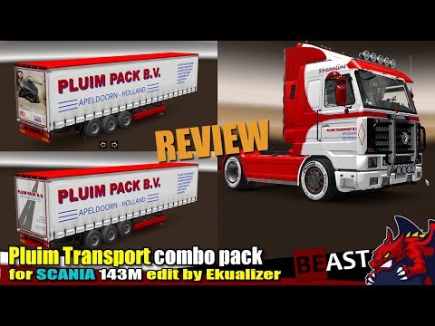 ETS2 | combo skin pack "Pluim Transport Combo Pack for Scania 143m edit by Ekualizer" - review