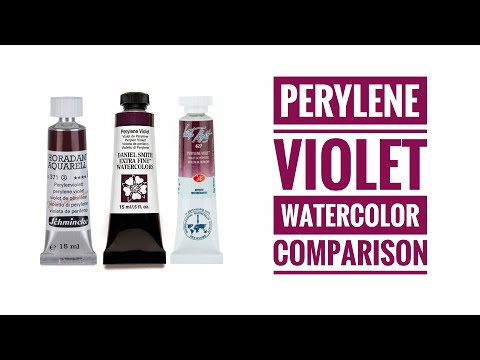 PV29 Perylene Violet Watercolor Comparison - Daniel Smith - Schmincke - White Nights