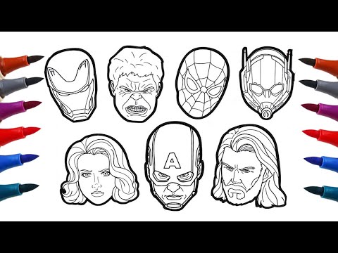 Avengers members Superheroes Faces Drawing and Coloring / Marvel How to Draw #superhero #marvel