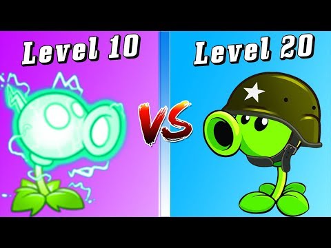 Plants vs Zombies 2: ELECTRIC PEASHOOTER LEVEL 10 vs PEASHOOTER LEVEL 20