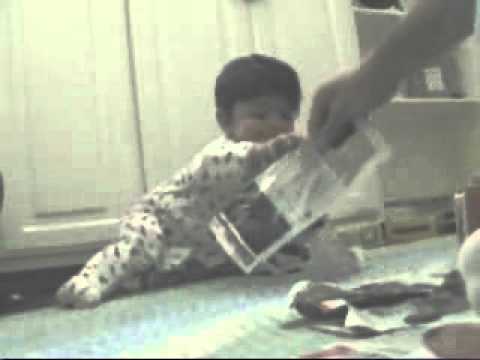 pai rasga o papel e a criança morre de rir