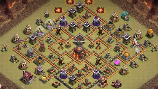 【クラクラ】牙狼ちゃんさんのクイヒードラゴンラッシュ TH10全壊