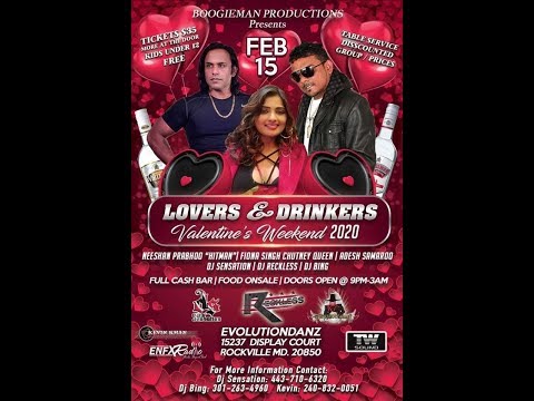Lover's & Drinkers announced by Chutney Queen Fiona Singh (Feb 15th, 2020)