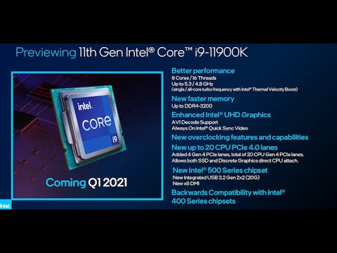 Tue. 01/12 – Intel Unveils New Core i9-11900K Flagship Chip