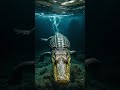 Crocodile Swimming Underwater Underwater Sea Song Dance Love