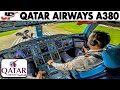Qatar Airways Airbus A380 Cockpit Landing At London Heathrow
