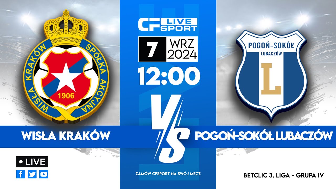 3 liga na żywo: Wisła II Kraków - Pogoń-Sokół Lubaczów [TRANSMISJA WIDEO]