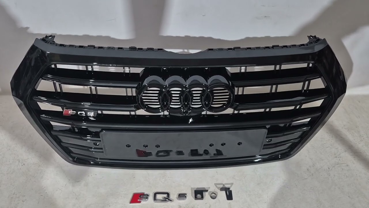 Audi Q5 2017-2025 гг. Передняя решетка радиатора SQ-Style (2017-2020, черная) Video 2