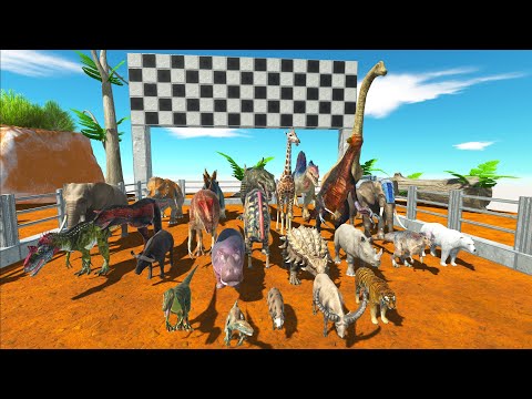 DESERT SPEED RACE ALL DINOSAURS VS ANIMALS TO GET A TOP 1 - Animal Revolt Battle Simulator
