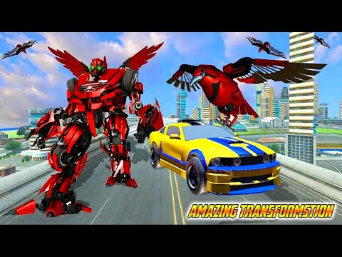 Multi Car Robot Flying Falcon Shooter Robot Transforming Battle War - Android Gameplay